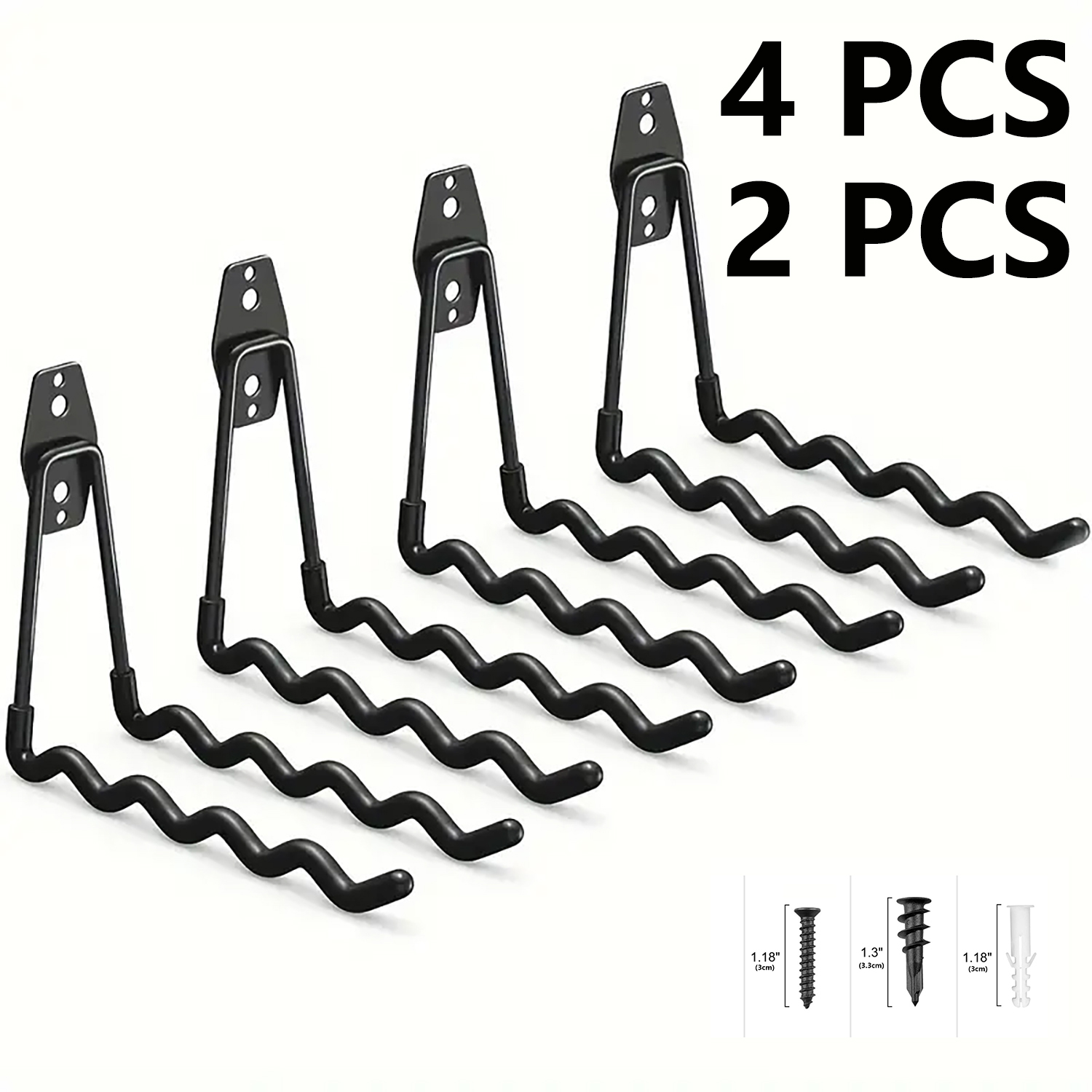 Heavy Equipment Management - 2-Pack/4-Pack Heavy-Duty Metal Garage Hooks, Wall-Mounted