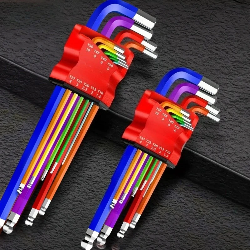 Heavy Equipment Key Set - 9pcs Industrial Ball End Hex Key