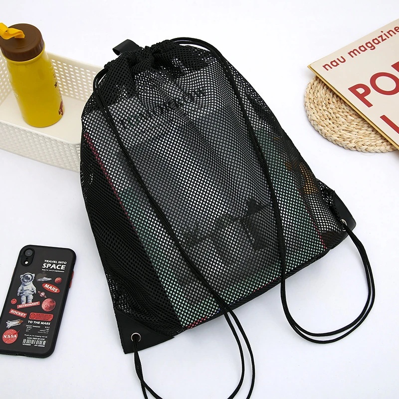Heavy Equipment Management - Mesh Drawstring Bag Backpack Black Mesh